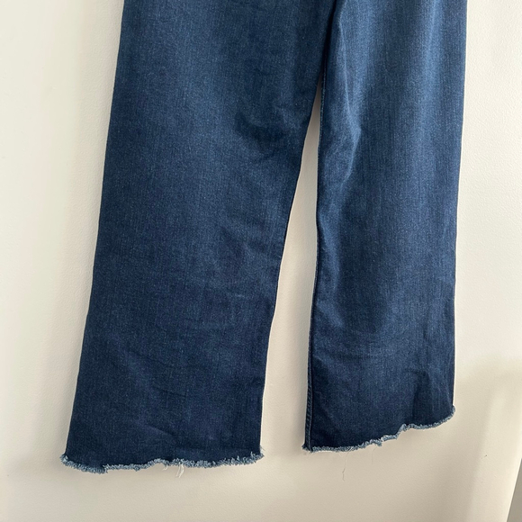 ZARA High Rise Wide Leg Marine Patch Pocket Jeans Cropped Size 6 - Picture 10 of 12